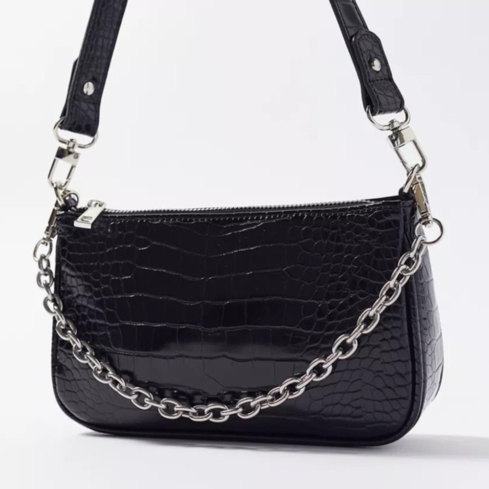 Urban Outfitters Black Crocodile Shoulder Bag